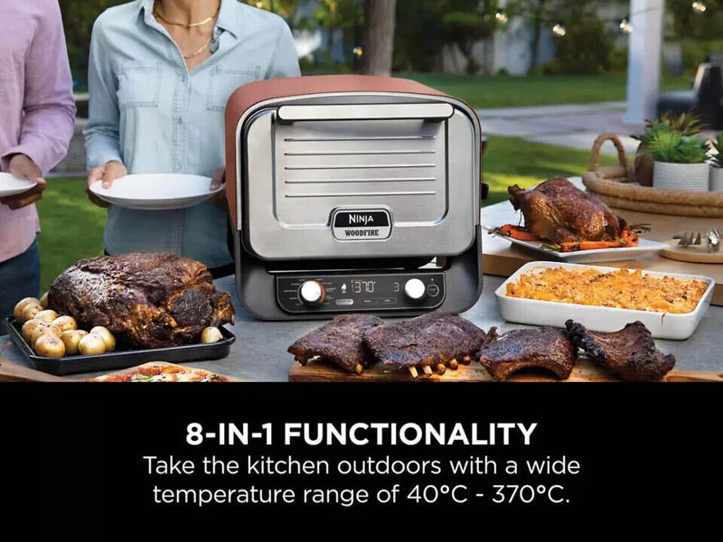 Ninja Woodfire Outdoor Oven, artisan pizza maker and BBQ smoker with stand & cover